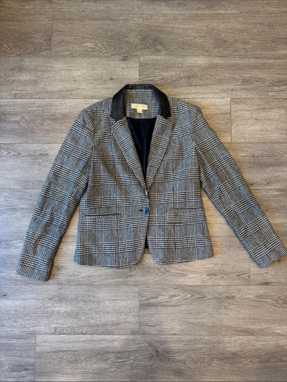 Michael Kors elbow patch black and white plaid Blazer size 14